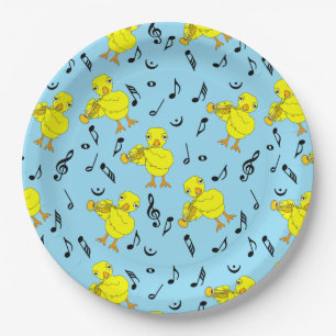 Trumpet Chick Music Notes Paper Plates