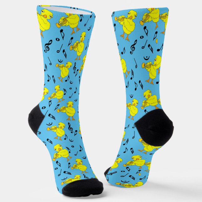 Trumpet Chick Music Notes Socks (Angled)
