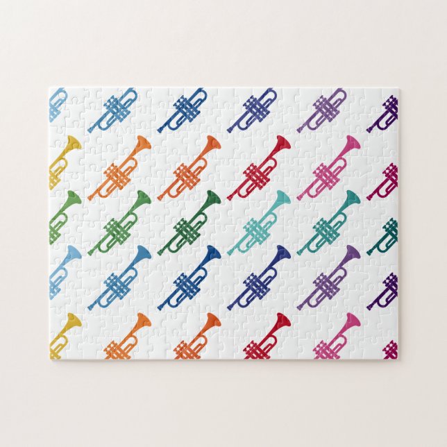 Trumpet Colorful Fun Array Music Jigsaw Puzzle (Horizontal)