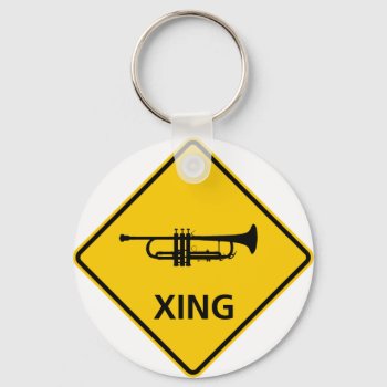 Trumpet Crossing Highway Sign Keychain by wesleyowns at Zazzle