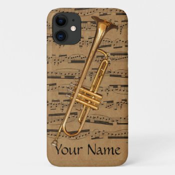 Trumpet Custom Musical Notes Iphone 11 Case by elizme1 at Zazzle