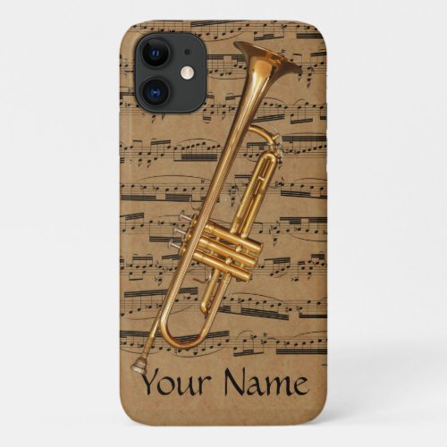 Trumpet Custom Musical Notes iPhone 11 Case