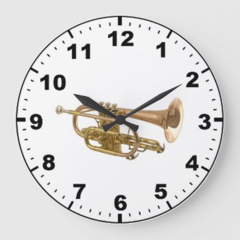 "trumpet" Design Wall Clocks by yackerscreations at Zazzle