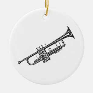 Trumpet "Drawing" Ceramic Ornament