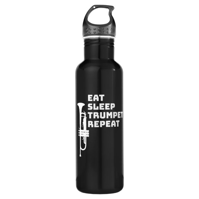 Trumpet - Eat Sleep Trumpet Repeat Stainless Steel Water Bottle (Front)