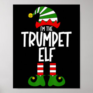 Trumpet Elf Xmas Music Instrument Matching Christm Poster