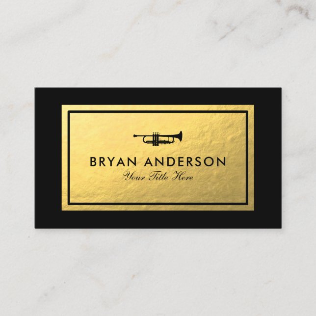 Trumpet - Faux Gold Foil Business Card (Front)