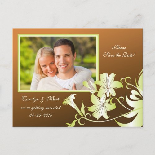 Trumpet Flower Photo Save the Date Postcard