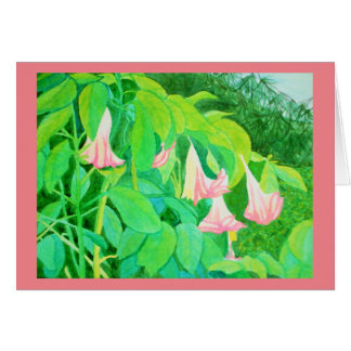 Trumpet flowers and cypress trees watercolor cards