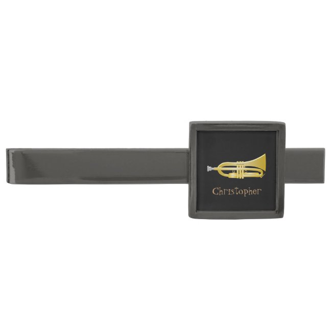 Trumpet Gunmetal Finish Tie Clip (Front)