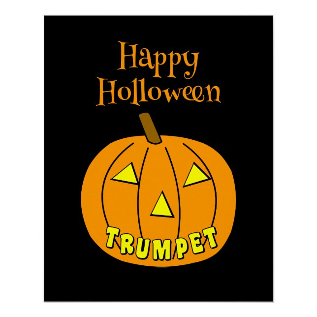 Trumpet Halloween Pumpkin Black Poster (Front)