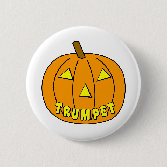 Trumpet Halloween Pumpkin Button (Front)