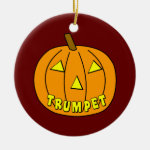 Trumpet Halloween Pumpkin Ceramic Ornament