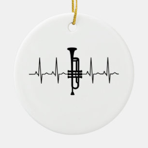 Trumpet Heartbeat Ceramic Ornament