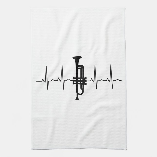 Trumpet Heartbeat Kitchen Towel (Vertical)