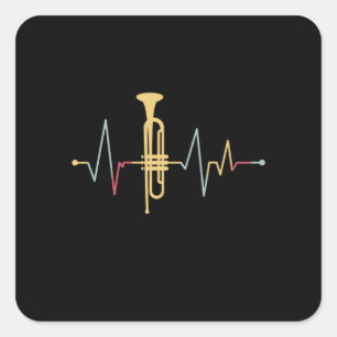 Trumpet Heartbeat Square Sticker