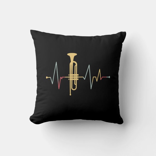 Trumpet Heartbeat Throw Pillow (Front)