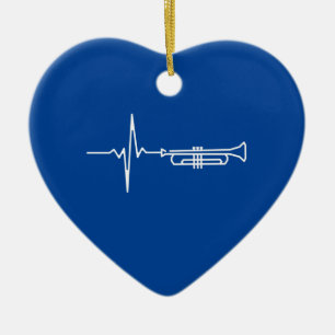 Trumpet Heartbeat Trumpet Player Gift Ceramic Ornament