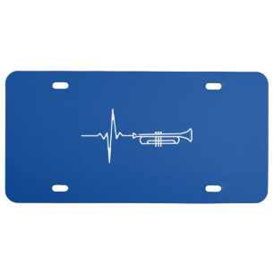 Trumpet Heartbeat Trumpet Player Gift License Plate