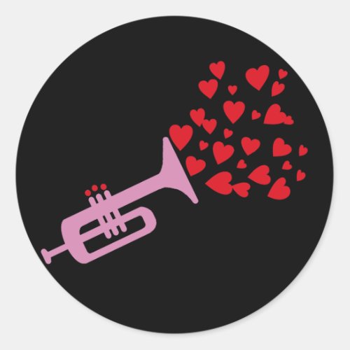 Trumpet Hearts Classic Round Sticker