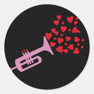 Trumpet Hearts Classic Round Sticker