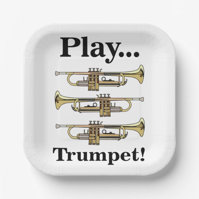 Trumpet Instrument Musical Party Paper Plates (Front)