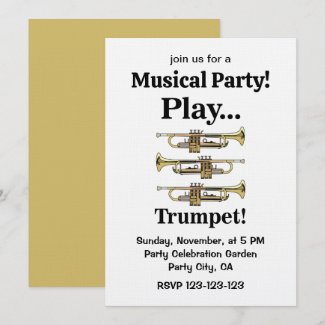Trumpet Instrument Trumpeter Musical Party Invitation