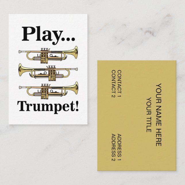Trumpet Instrument Trumpeter Musician Business Card (Front/Back)