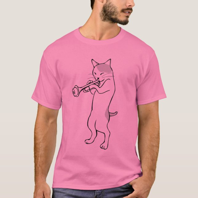 Trumpet Jazz Cat, Funny T-Shirts (Front)