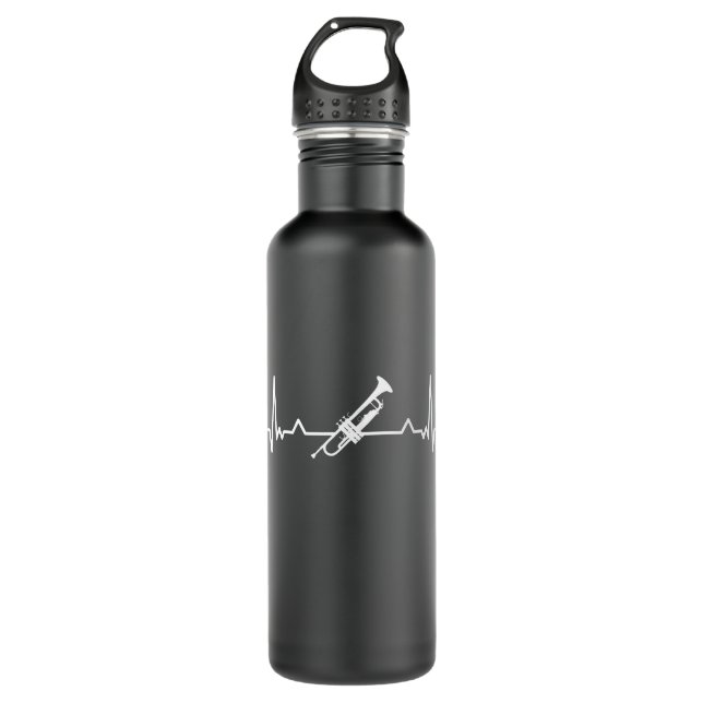Trumpet Jazz Music Heartbeat Funny Gift Stainless Steel Water Bottle (Front)