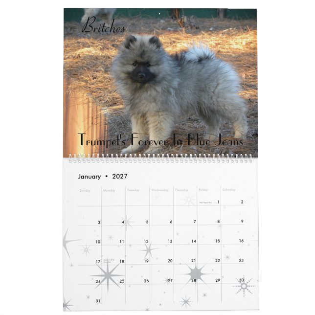 Trumpet Keeshond Calendar 2012 (Jan 2027)