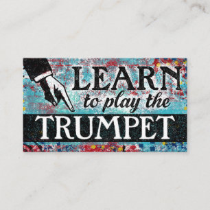 Trumpet Lessons Business Cards - Blue Red