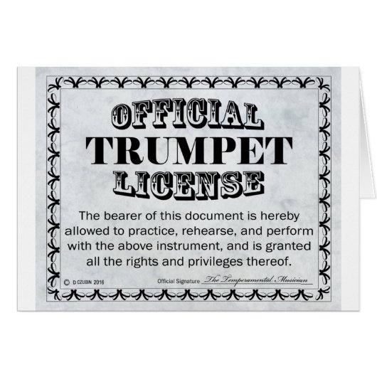 Trumpet License Cards (Front Horizontal)