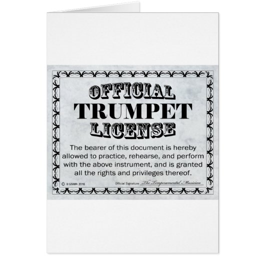 Trumpet License Cards (Front)