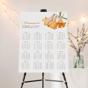 Trumpet lilies wedding 16 table seating chart  foam board