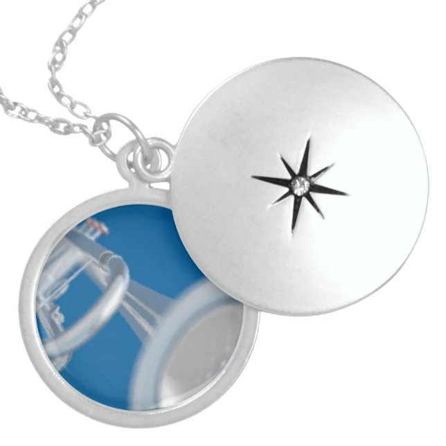 Trumpet Macro Sterling Silver Locket Necklace (Front)