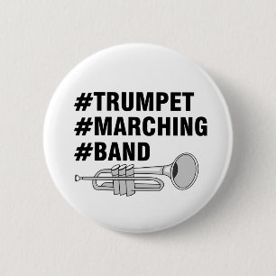 Trumpet Marching Band Hashtags Button