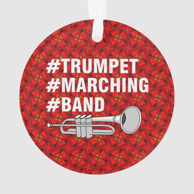 Trumpet Marching Band Hashtags Ornament (Back)