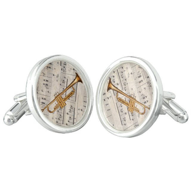 Trumpet Music Cufflinks (Angled)