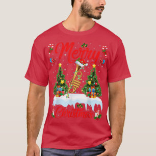 Trumpet Music Lover Xmas Lighting Santa Trumpet Ch T-Shirt