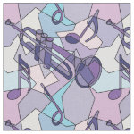 Trumpet Music Note Fragments Fabric
