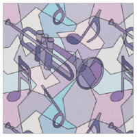 Trumpet Music Note Fragments Fabric