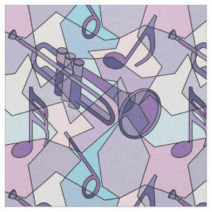 Trumpet Music Note Fragments Fabric