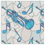 Trumpet Music Note Fragments Fabric