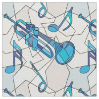 Trumpet Music Note Fragments Fabric