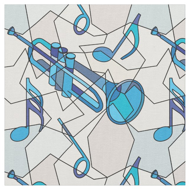 Trumpet Music Note Fragments Fabric (Close Up)