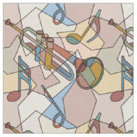 Trumpet Music Note Fragments Fabric