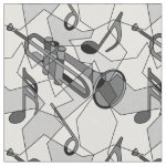 Trumpet Music Note Fragments Fabric