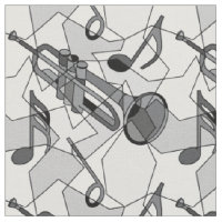 Trumpet Music Note Fragments Fabric