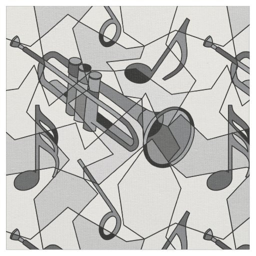 Trumpet Music Note Fragments Fabric